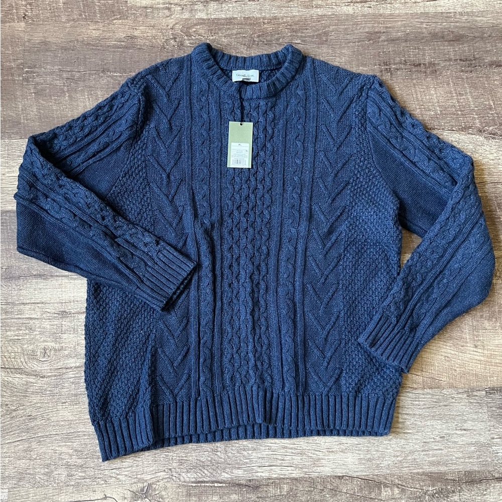 Goodfellow & Co Men's Dark Blue Cable Knit Sweater XL